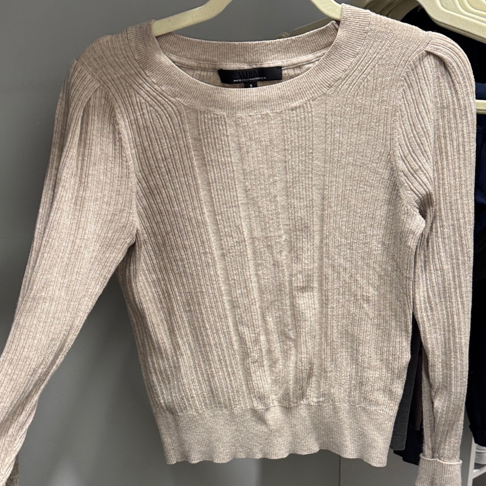 WHBM Women's Beige Cashmere Blend Sweater - Size Small